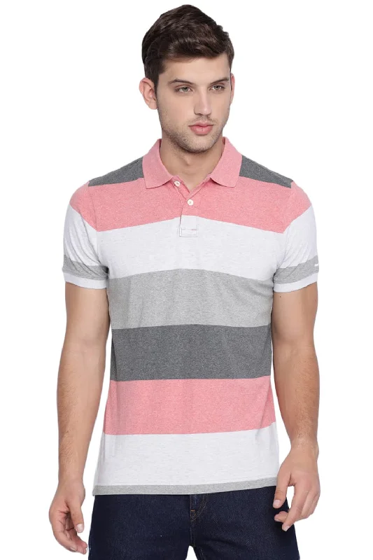 Muscle Fit Striped Polo T Shirt