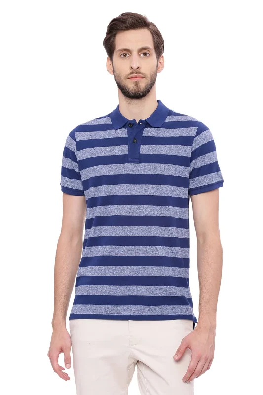 Muscle Fit Striped Polo T Shirt