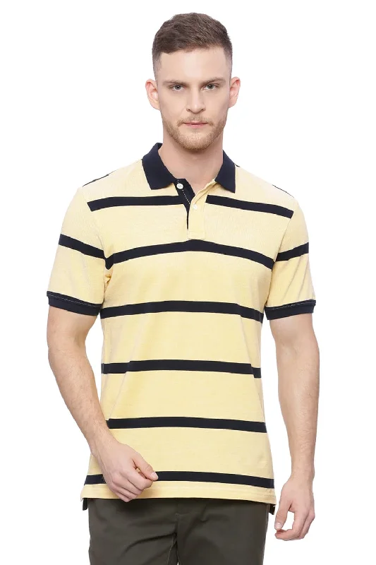 Muscle Fit Striped Rugby Polo T Shirt