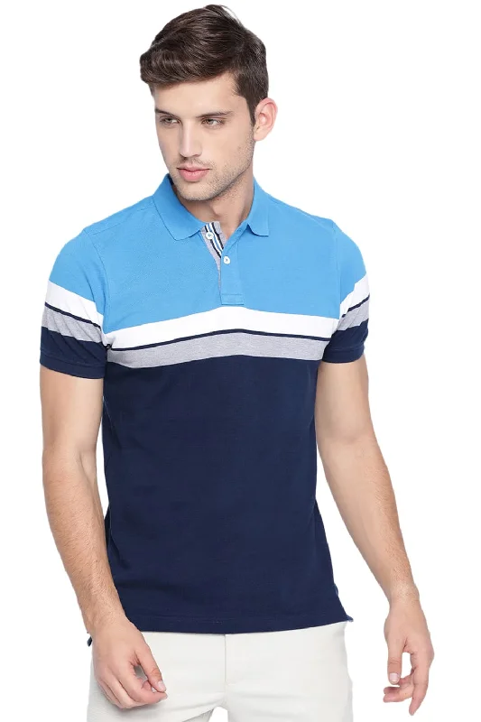 Muscle Fit Stripes Polo T Shirt