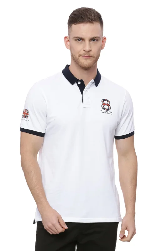 Muscle Fit White Polo T Shirt