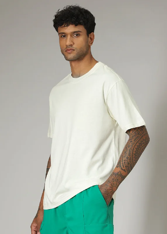 Weekend-Only Price Drops Cream Basic Oversized T-shirt