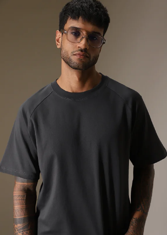 Weekend Discounts to Love Cut And Sew Dark Grey Oversized T-shirt