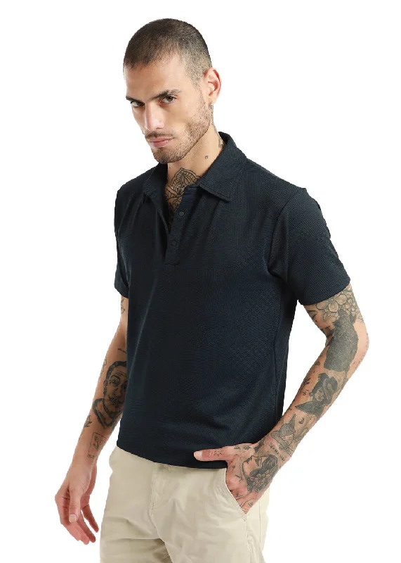 Instant Deal Dark Blue Structured Polo T-shirt