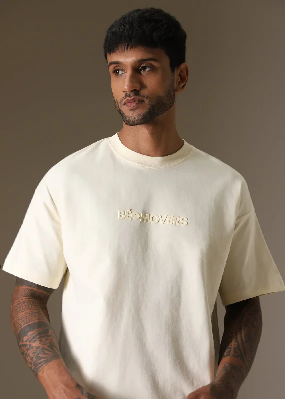 Extra Savings Emboss Luxe Cream Oversized T-shirt