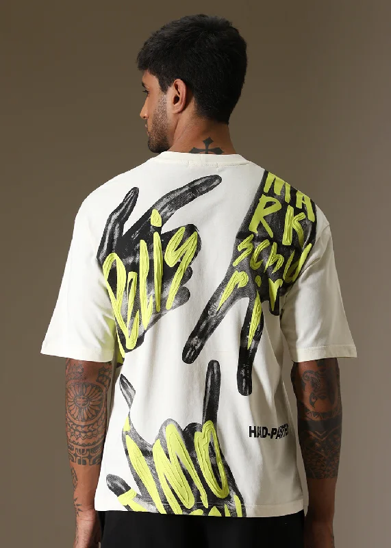 Weekend Deals You Can't Resist Embossed White Oversized T-Shirt