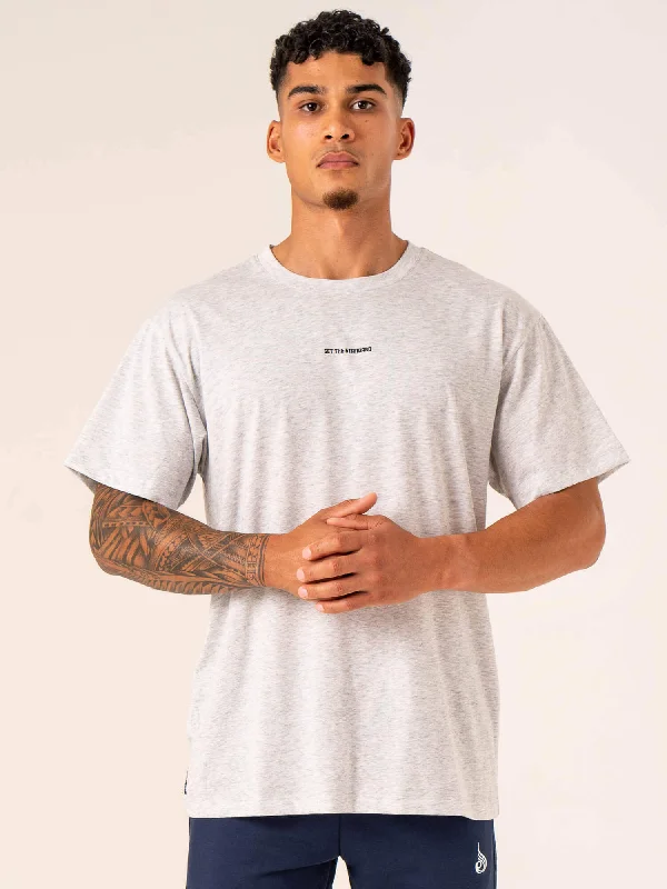 Price Slash Emerge Oversized T-Shirt - Snow Grey Marl