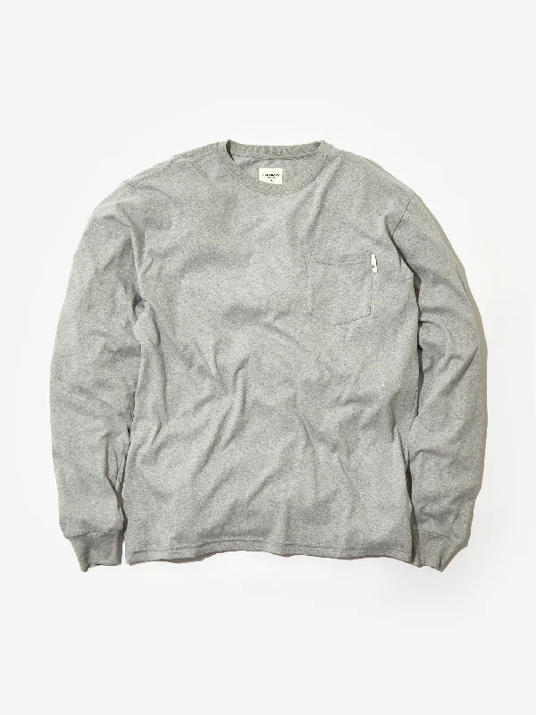 Sale Event Goodhood Worldwide Basic Longsleeve Pocket T-Shirt - Grey Marl
