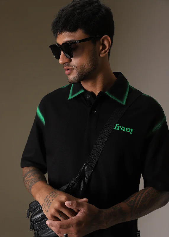 Early Access Gradient Green Drop Shoulder Polo T-shirt
