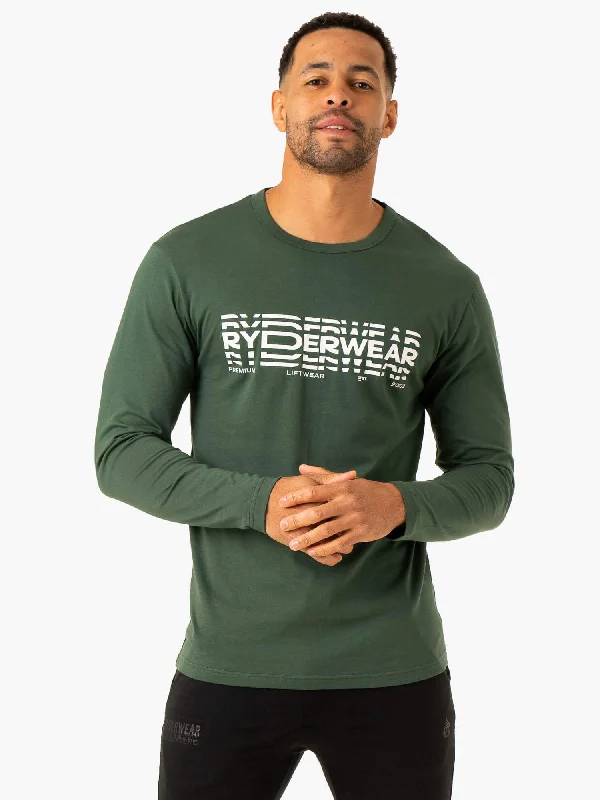 Low Price Graphic Long Sleeve T-Shirt - Dark Green