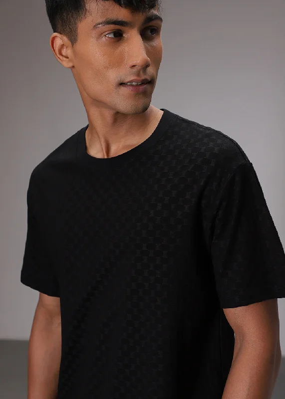 While Supplies Last Hybrid Black Patterned Oversized T-shirt