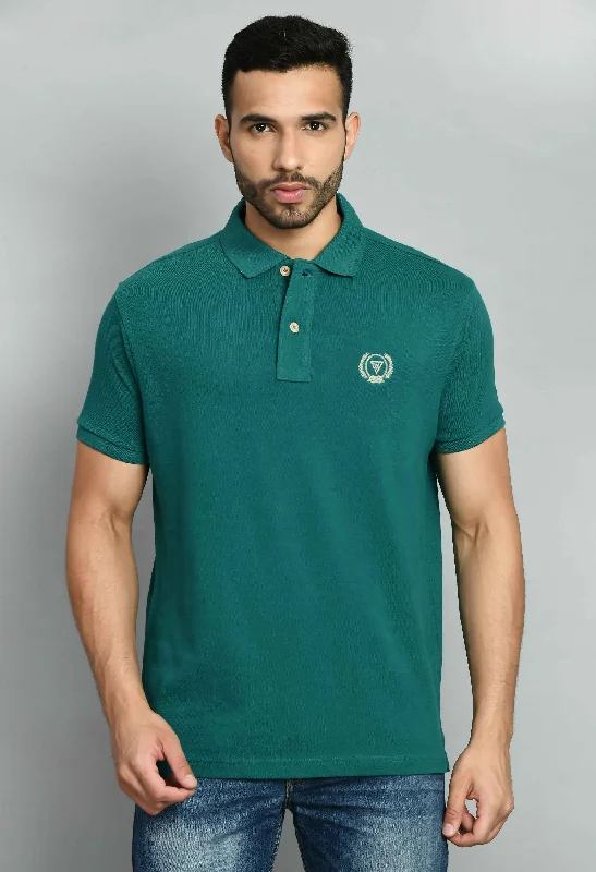 Men's Plain B. Green Polo Collar T-Shirt