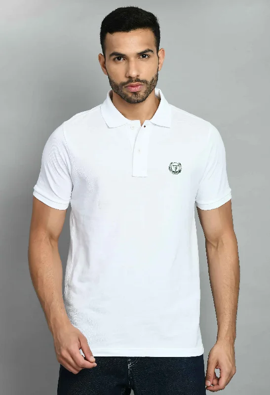 Men's Solid White Polo T-Shirt