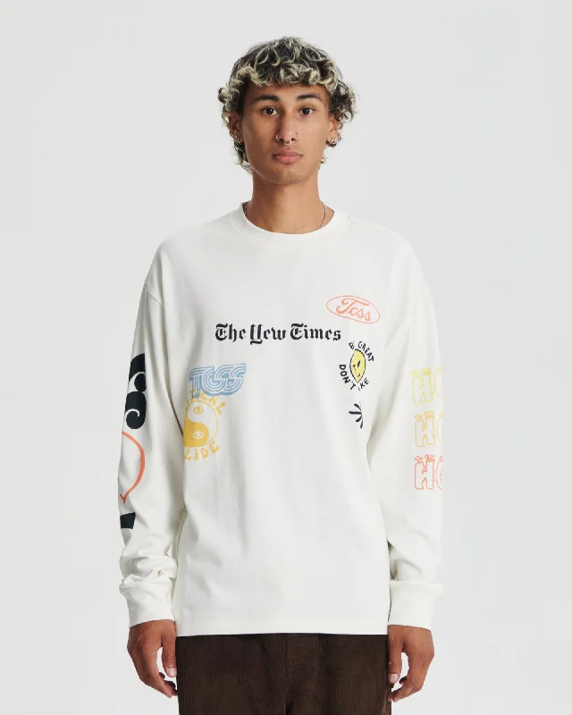 Mixed Up Longsleeve Tee - Vintage White