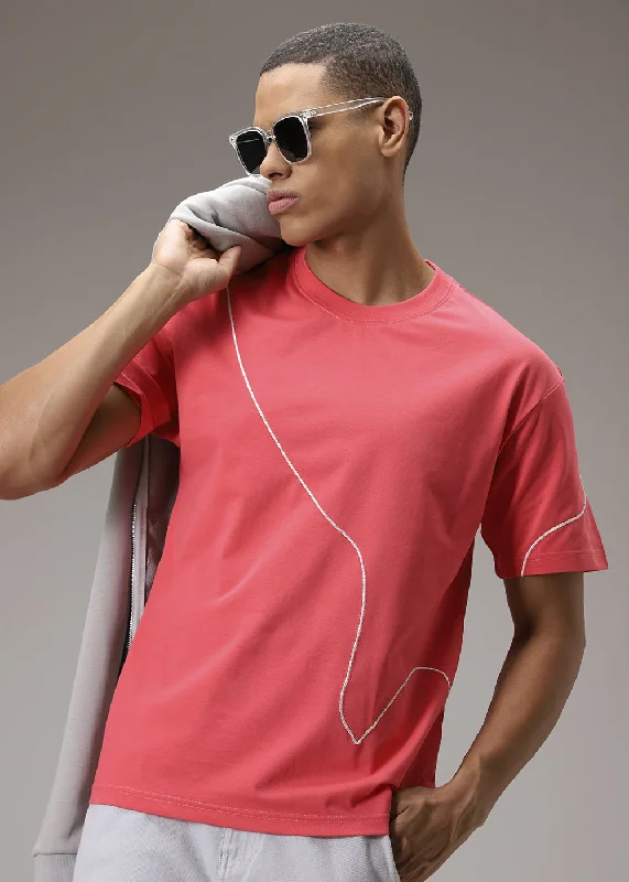Weekend Offers You Can't Ignore Neon Pink Line Oversized T-shirt