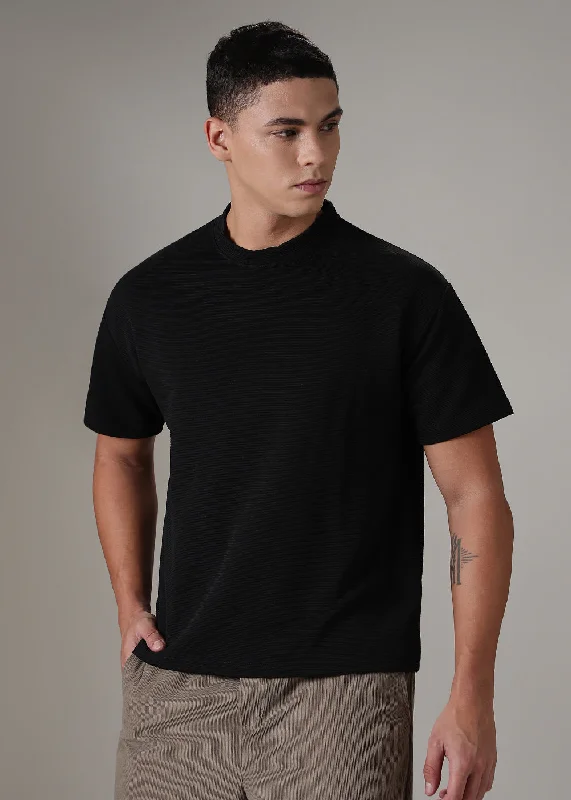 Special Buy Oversized Black Textured T-shirt