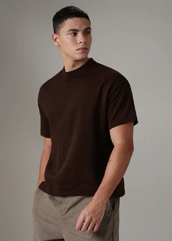 Super Sale Oversized Maroon Textured T-shirt