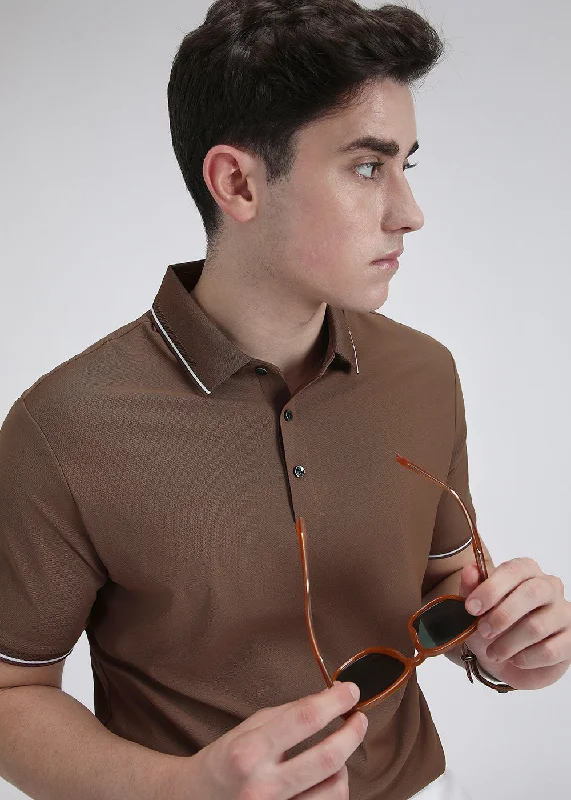 Quick Deals Soft Brown Stitchless Polo T-shirt