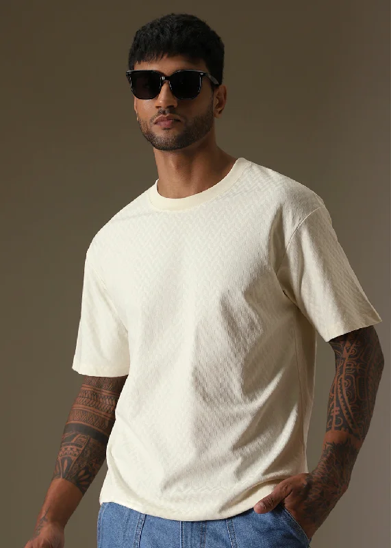 Bargain Prices Textured Off White Oversized T-shirt