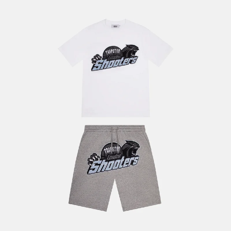 Today Only Trapstar Shooters T-Shirt & Shorts Set- White/Grey/Blue