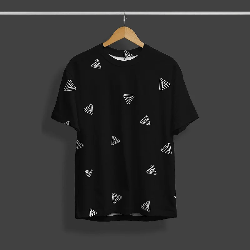 Triangle Full Black Printed T-Shirt