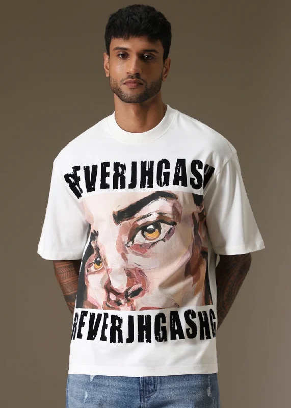 Exclusive Deal Visual Grin White Oversized T-shirt
