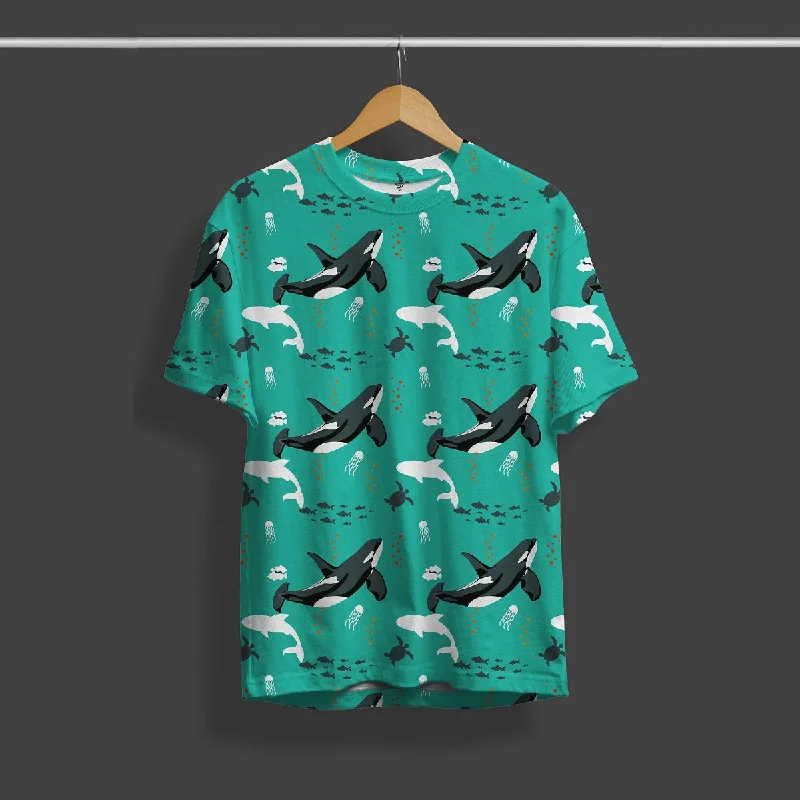 Whale Green Printed T-Shirt