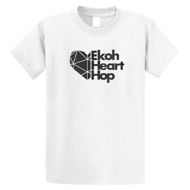Weekend Deals to Make You Happy White Geometric Heart Hop T-shirt