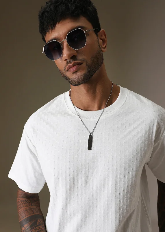 New Arrival White Texture Oversized T-shirt