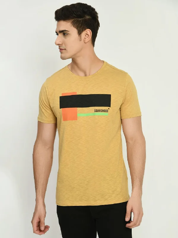 Yellow Graphic Printed Knit T-Shirt